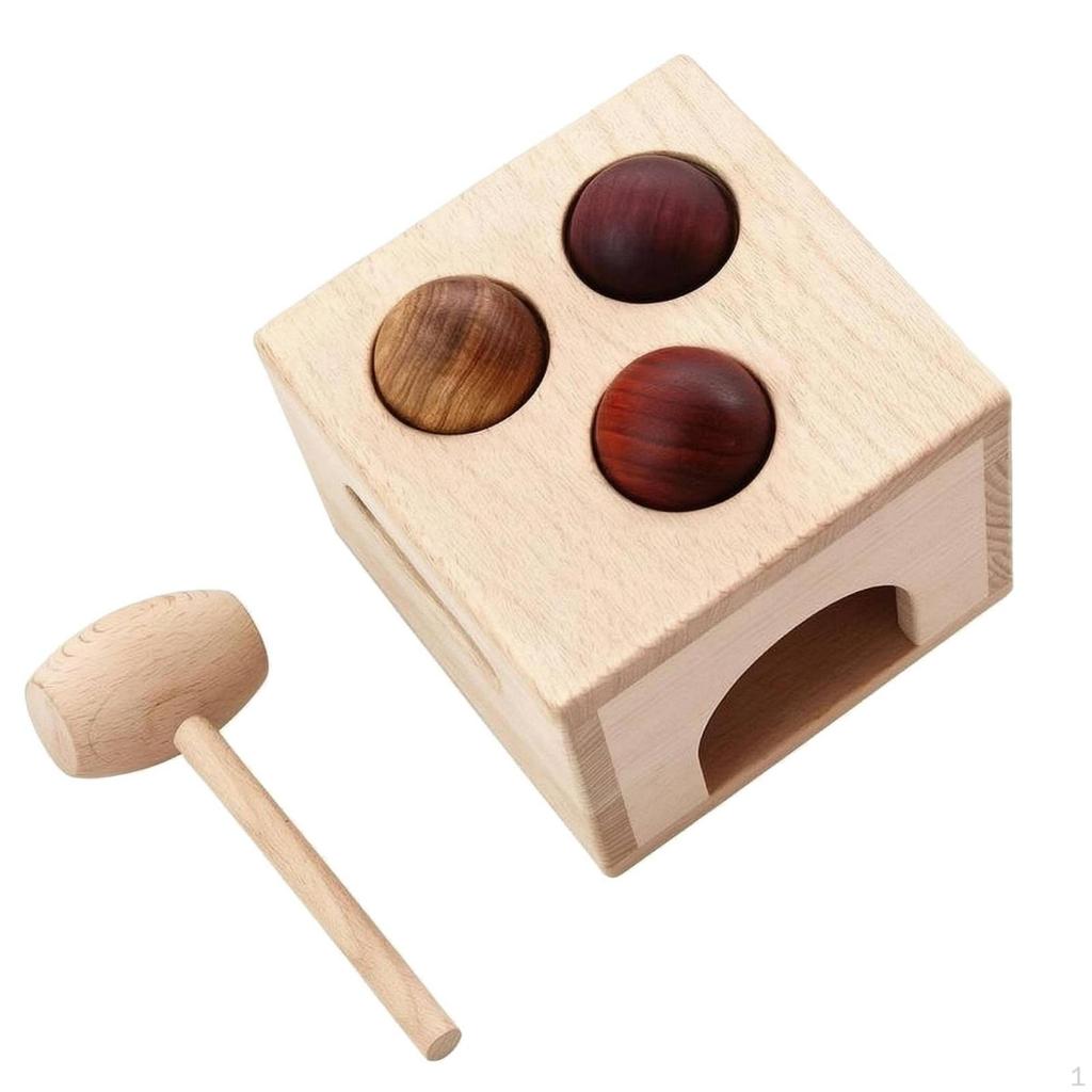 Wooden Ball Hammering Toy Wood Box Arched Openings Child Plaything
