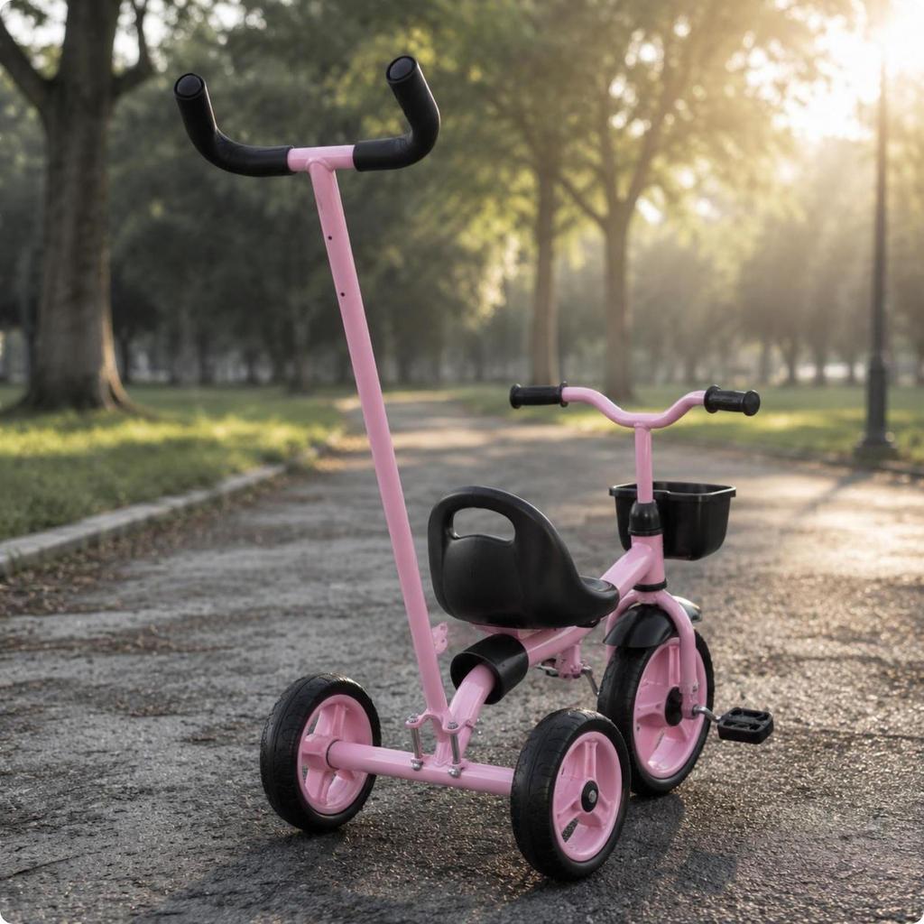 Dreirad Schiebestange Metall Klemme Griff Gebogener Kinderwagen für Eltern, Kinder Schwarz