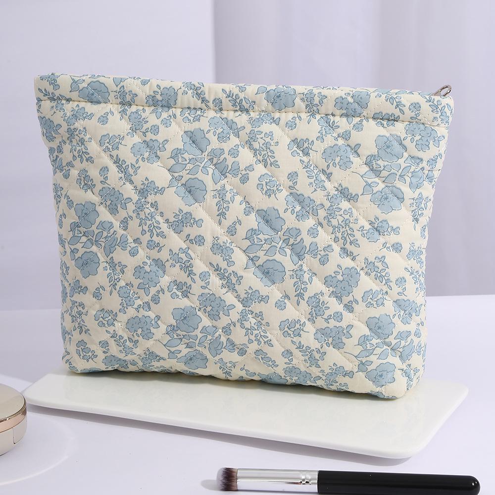 

Cotton Floral Quilted Women s Cosmetic Bag for Lipsticks, Earphones, and Cables