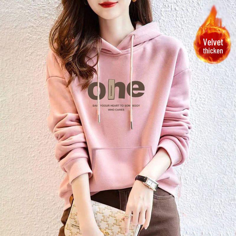 Women's Pure Cotton Bear Print Hooded Pullover Sweatshirt, Long Sleeve, Niche Design, New Spring & Autumn Style
