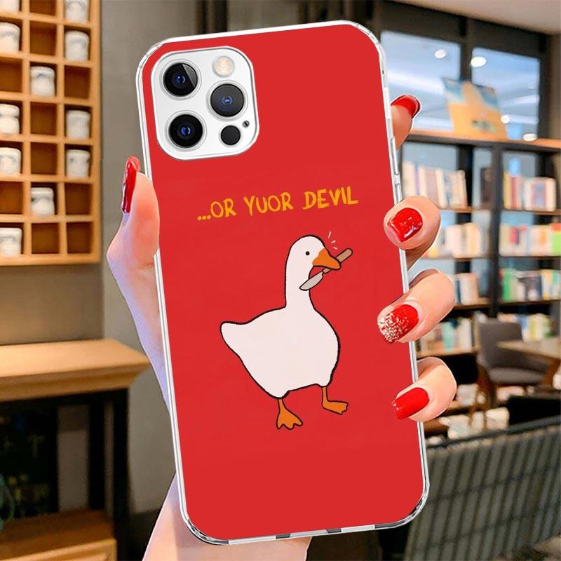 Cartoon Cute Goose Game Cover Phone Case For iPhone 16 17 Air 15 14 Pro Max 16E Phone Case 13 Mini 12 11 7 SE 8 Print Pattern Fi