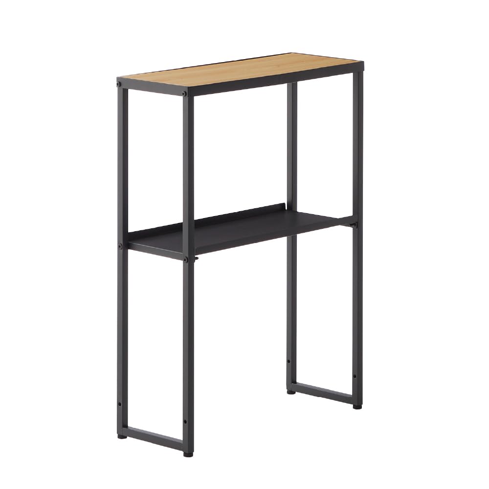 Heian Shindo Industries Laundry Side Wood Grain Matte with Adjustable 20cm X 50cm X 70cm Rack, Black, Feet, (W) (D) (H), HSR-6BK