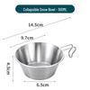 304 Stainless Steel Portable Sherpa Bowl: Multi-purpose, Foldable, Hangable Over Open Flame for Outdoor Camping and BBQ - Soup Cup