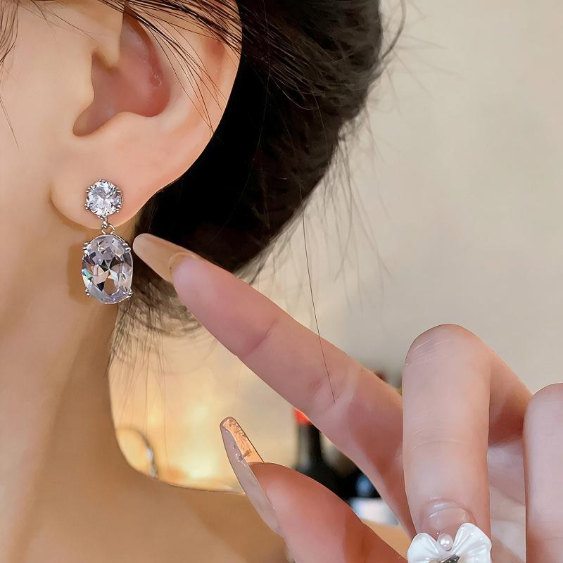Elegant Temperament Female Accessories Drop Earrings Multicolor Rhinestone Earrings Oval Earrings Women Jewelry Gift