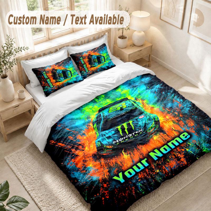 Custom Name Bedding Set 3 PiecesMonster Energy Print Duvet Cover + 2 Pillowcases Soft Bed Decor