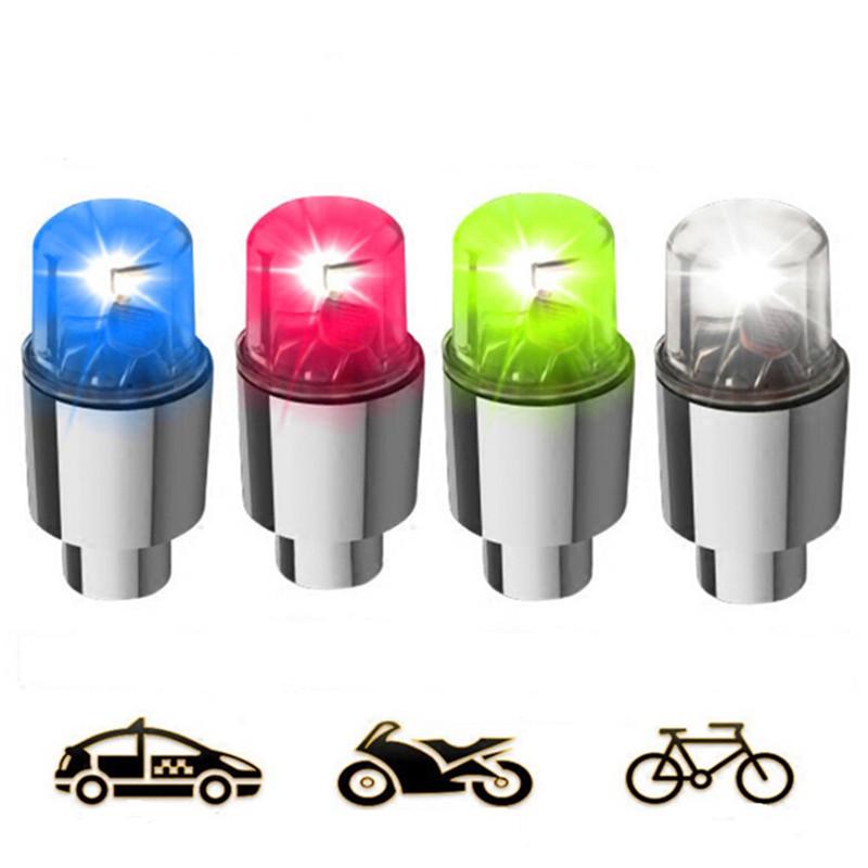 2 ks Kolo, auto, motocykl, pneumatika, ventilek pneumatiky, blikající LED světlo, paprsková lampa