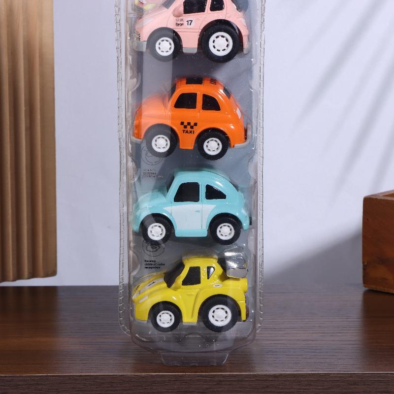 4 Stück Mini-Auto-Modellspielzeug Simulation Rückziehauto Spielzeug Cartoon Schiebe-Trägheitsfahrzeug Spielzeug für Kinder Geburtstagsgeschenke