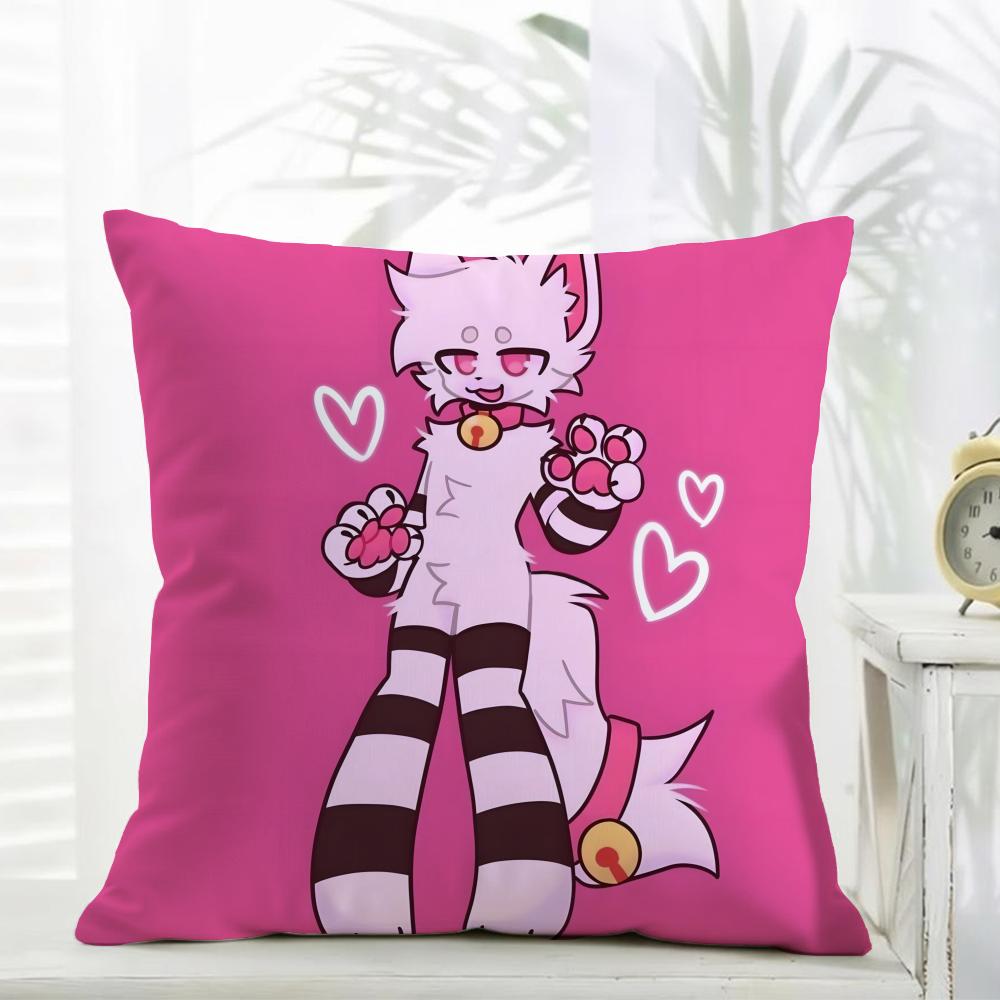 Character Cute Cartoon Beautiful Cat Boykisser Cushion Cover Daily Washable Linen Pillowcase Soft For Sofa Bed Home Room Decor