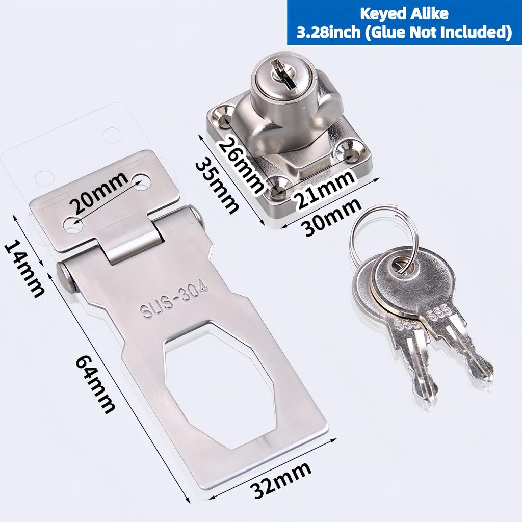 304 Stainless Steel Waterproof Polished Key Lock Plate Buckle Split Door Easy Access Opening Drawer Cabinet Cupboard Grain