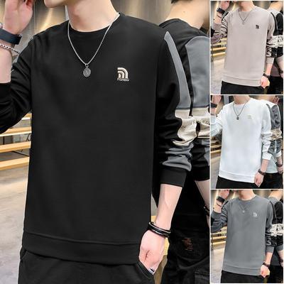 Sudadera para hombre, nueva camiseta juvenil de primavera, estilo Hong Kong, informal, holgada, de cuello redondo, de manga larga, versátil, para llevar al final de la camiseta.