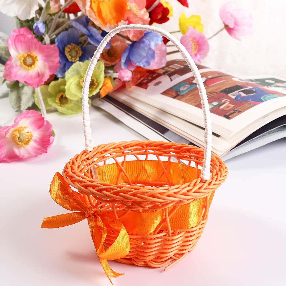 Decorative Round Small Flower Basket Hand-woven Flower Basket  Children