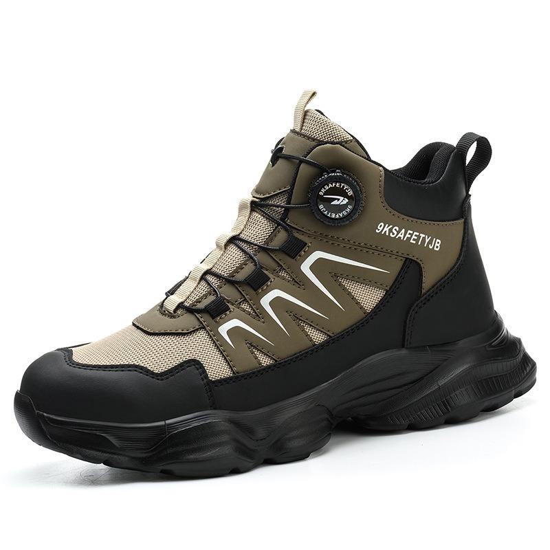 New anti-smash and anti-piercing comfortable labor urance boots fashionable lazy knob non-slip and wear-resistant safety work boots men