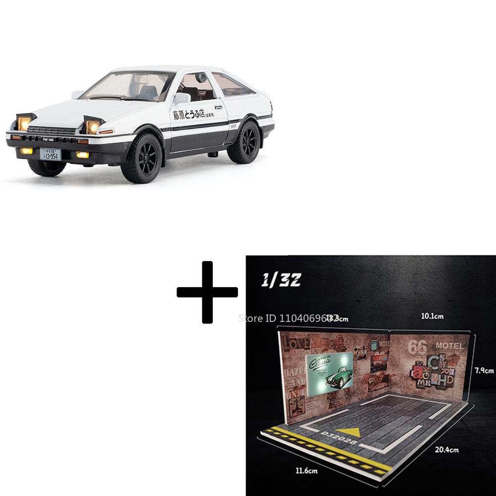 1:30 AE86 Vintage Car Toy Models Metal Diecast Miniature Cars 4 Doors Opened Sound Light Pull Back Simulation Vehicles Kid Gifts
