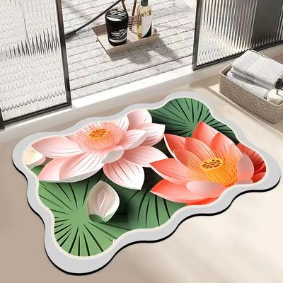 Tappetino da bagno assorbente per pavimento con fiori freschi, tappetino per l'ingresso del bagno ad asciugatura rapida e antiscivolo, tappetino per i piedi per uso domestico, morbido tappetino per pavimento in terra di diatomee