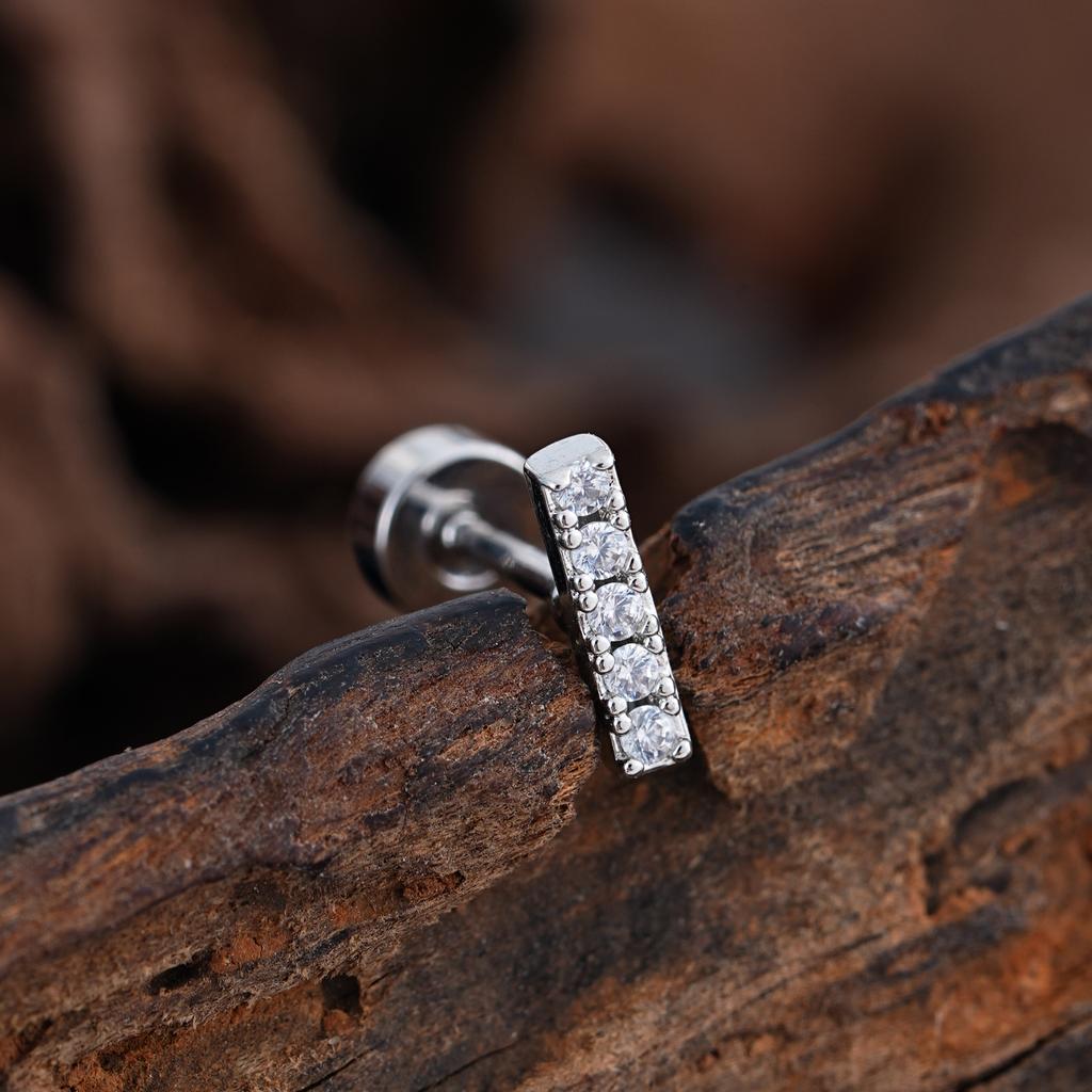 Women's 20G Tragus Earrings with Zircon 316L Stainless Steel Nose Stud Helix Cartilage Conch Labret Piercing Sensitive Ears