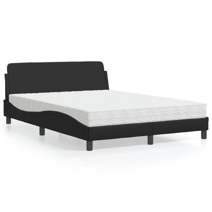VidaXL Lit avec matelas noir 120x200 cm similicuir 3208377