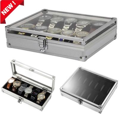Useful Aluminium Watch Box 6/12Grids Aluminum Alloy Box For Watch Jewelry Pick Up Watch Storage Display Box With Multiple Slots