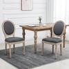 Dining Chairs, Set of 2, Louis XVI Medallion, Linen-Effect Upholstered Seat and Back, Grey