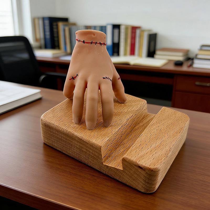 

Creative Multifunctional Solid Wood Phone Holder - Wednesday Addams Broken Arm Ornament