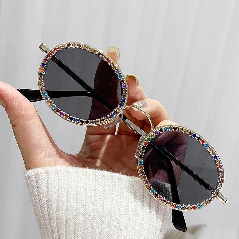 Large Frame Rhinestone Sunglasses UV Protection Crystal Sunglasses Women's Diamond Studded Glasses Outdoor Sports Sunglasses
