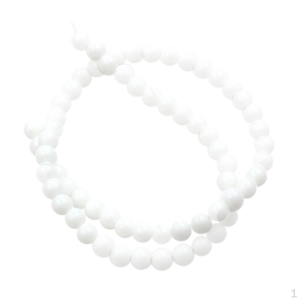

1 Strand About DIY Gemstone Round Loose Beads 6mm белый
