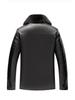 Men's Fur Collar Leather Jacket - Warm, Thickened PU for Middle-aged & Elderly