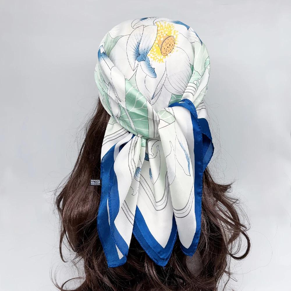 Luxury  Silk Square Scarf Women Neck Hair Tie Band Beach Hijab Kerchief Head Headbands Bandana Female Foulard 70Cm