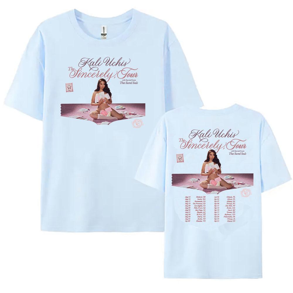 KALI UCHIS Sincerely Tour 2026 T-shirt Women Clothing Short Sleeve Cotton Loose Tshirts Streetwear Unisex Summer Female T Shirt