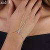 EFFIE QUEEN 925er Reinsilber 14 Karat Gold Marquise Zirkonia Sklavenketten-Armband Einfacher Schmuck für Damen Bankett Party Geschenk APV01