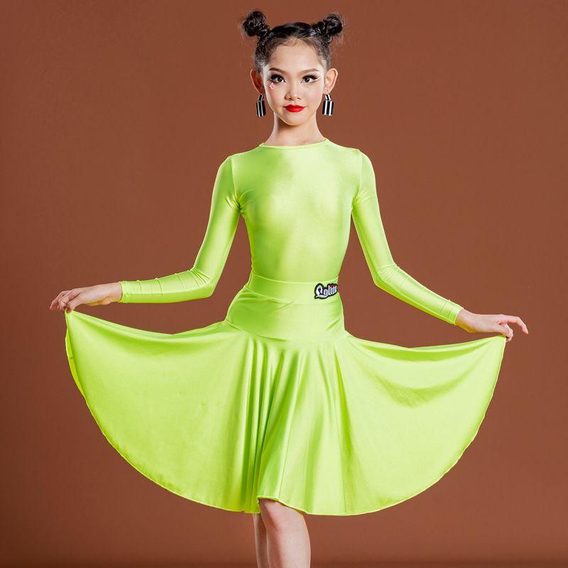 Children'S Latin Dance Practice Suit Girl's Latin Dance Performance Suspender Skirt Ballroom Practice Dancing Dress Latin