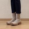 2026 autumn and winter new French thick soled height increasing elastic boots  short tube side zipper socks boots