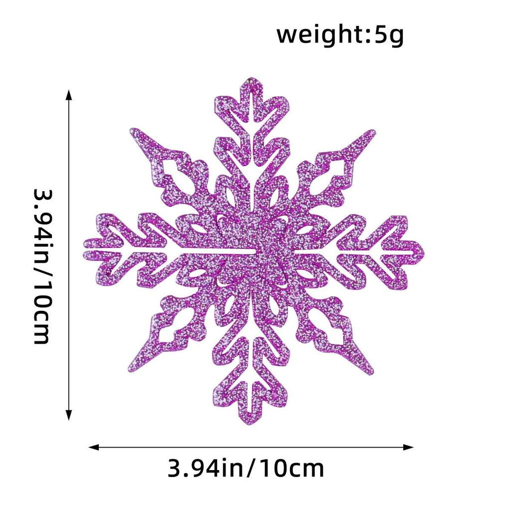 10CM Plastic Snowflake Christmas Tree Decorations - Hollow Powdered Snowflake Pendants