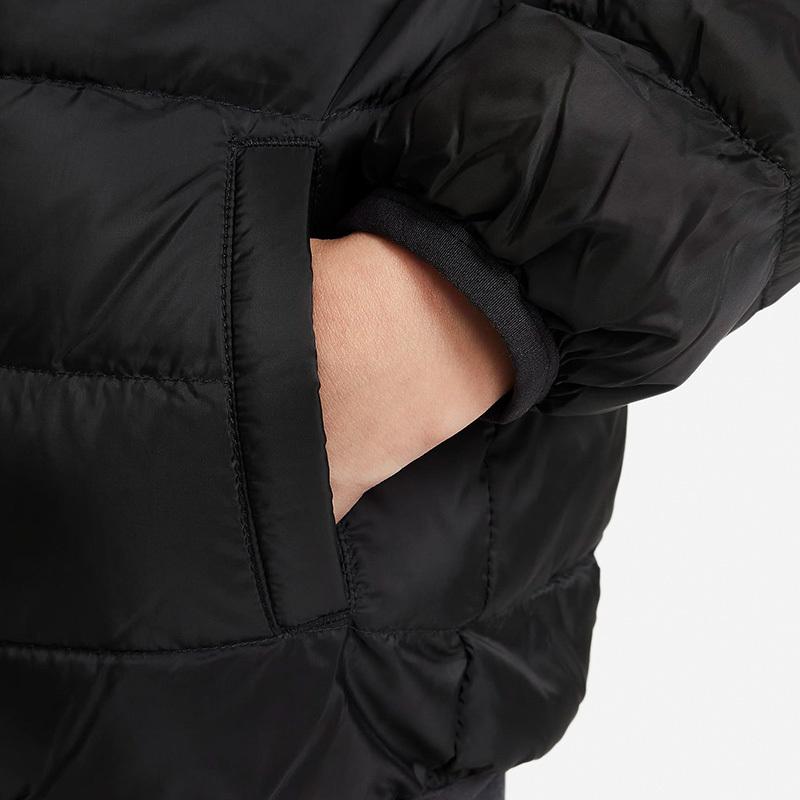 Nike Kids' Top Solid Color Print Zippers Thickened Fleece Lined Thermal Black Kids' (Unisex) Padded Jackets FB0061 010
