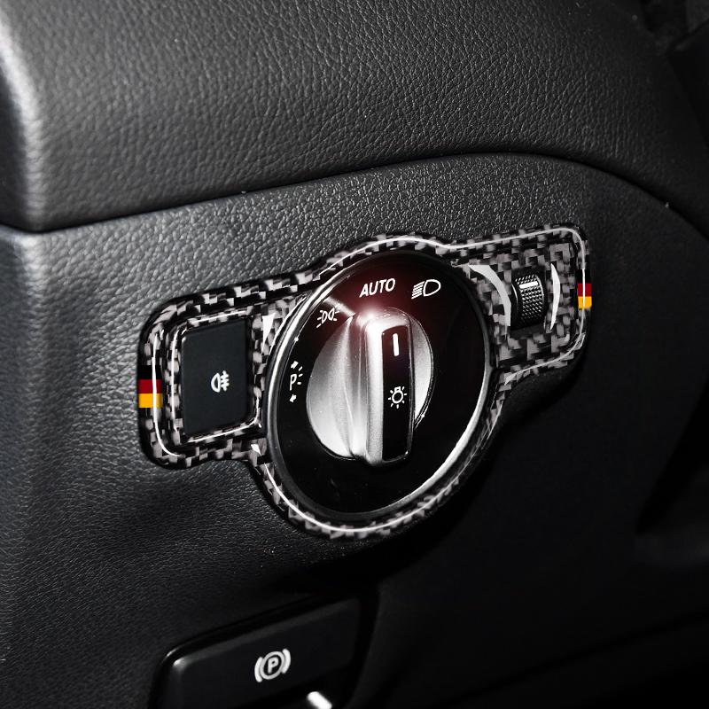 Carbon Fiber For Mercedes Benz W204 W212 W176 CLA GLA GLE GLK GL A B C E Class Car Interior Headlight Switch Knob Trim Stickers