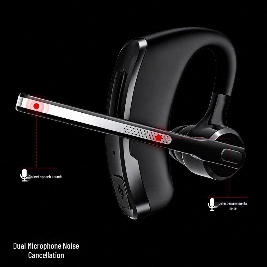 Qualcomm Bluetooth Single-Ear Business Earphone with Dual Mic Noise Cancelling and Long Battery Life