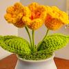 Håndheklet Blomster Håndlaget Liljekonvall Plante Ferdig Heklet Potte Solsikke Kunstig Forglemmegei Blomst for Hjem Skrivebordsdekorasjon
