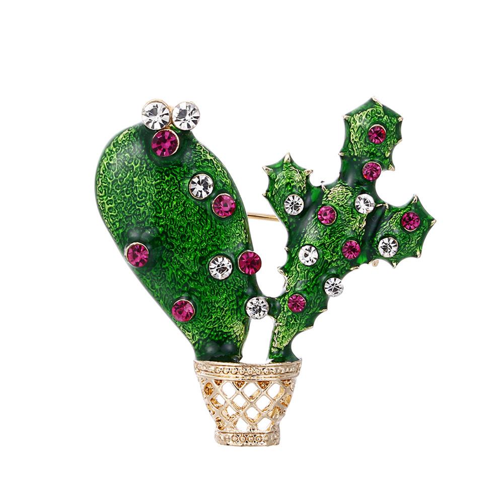 Delicate Stylish Cactus Design Oil Drop Alloy Brooch Wear Decoration Plant Pin