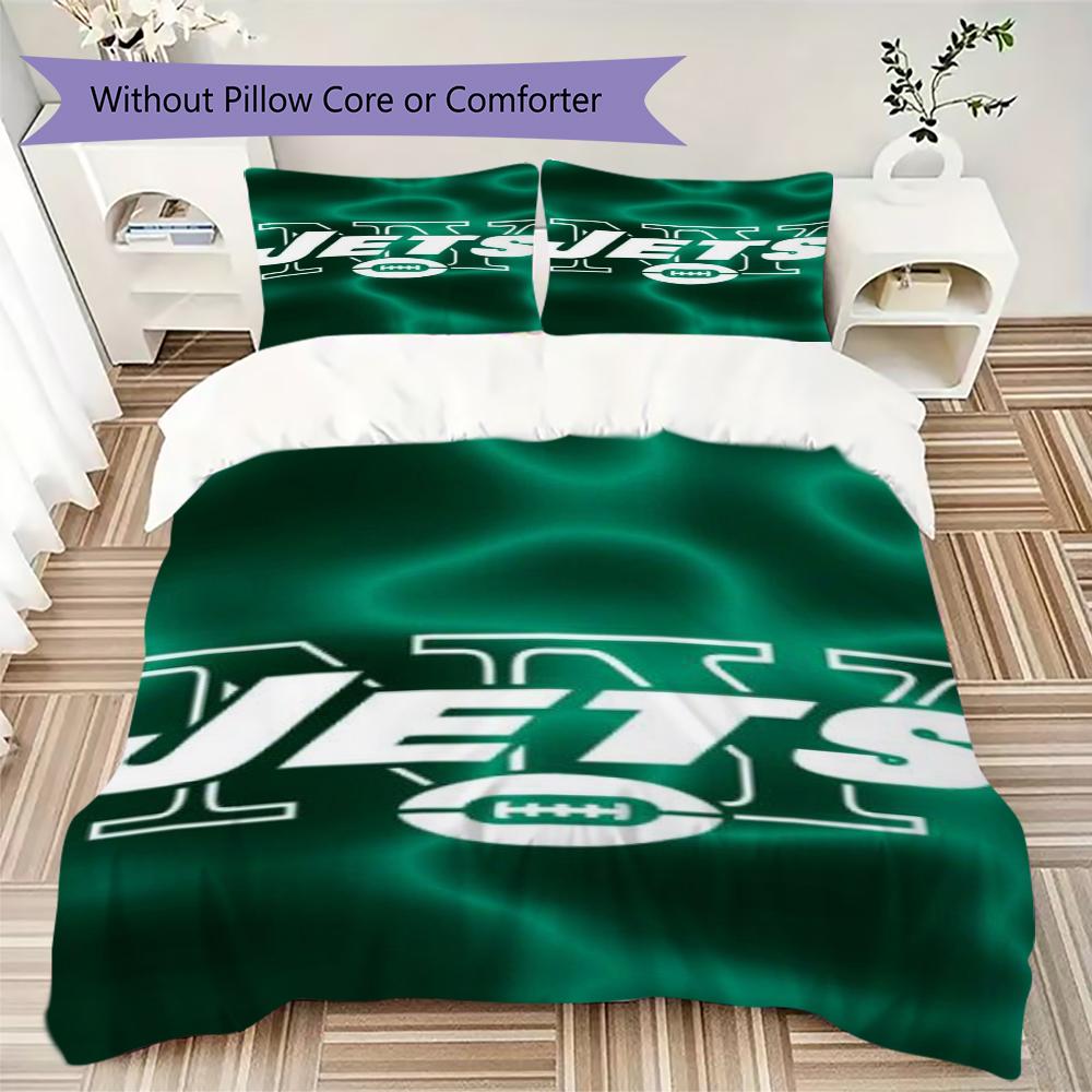 New York Jets Muster Bettwäsche Steppdecken-Set Bettbezug Kissenbezug Heimdekoration Geburtstagsgeschenk (1*Bettbezug + 2*Kissenbezug ohne Füllung)