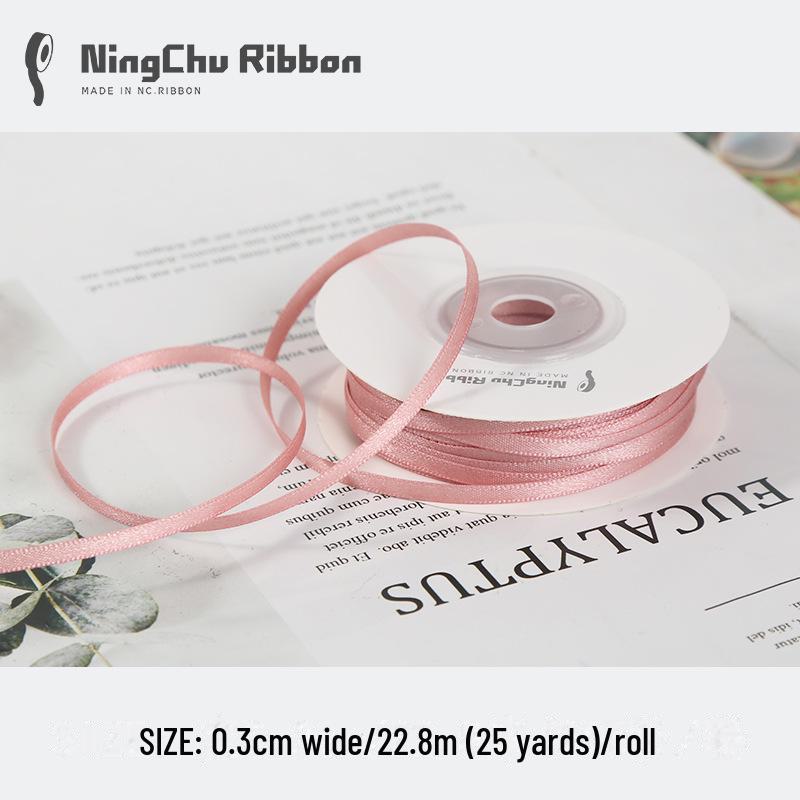 3mm Double-Sided Satin Silk Ribbon for DIY Gifts, Bows, Bouquets, and Baking Packaging