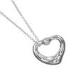 TIFFANY&Co. Open Heart Necklace Silver925/Pink Sapphire 3.64g Women Used