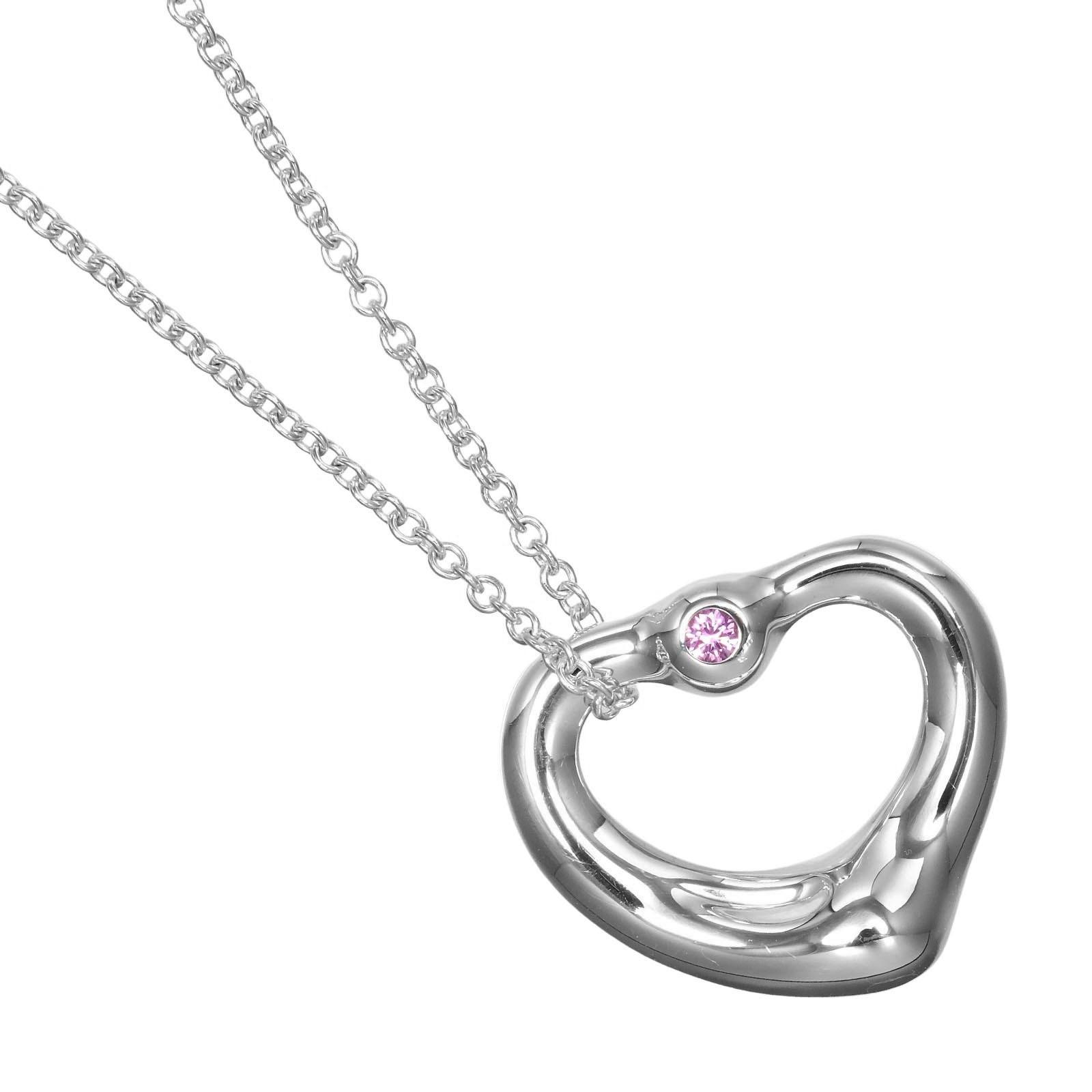 

TIFFANY&Co. Open heart Necklace Silver925/Pink sapphire 3.64g Women Used