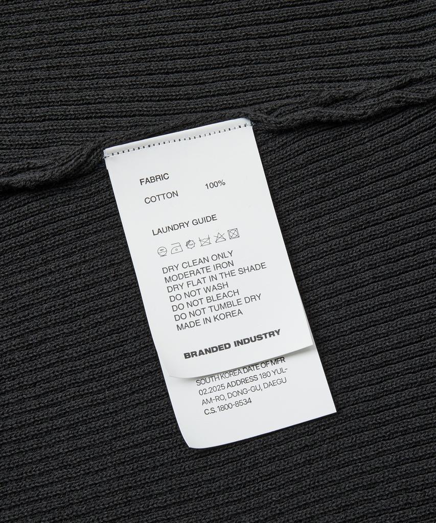 Beulaendideu Hard Twist Ribbed Henley Neck Half Knit [Graphite]