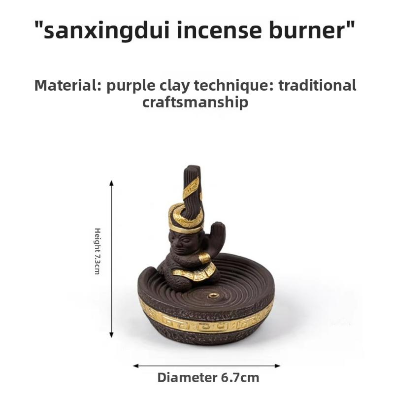

Sanxingdui Incense Burner Kneeling Figure Sculpture Ancient Bronze Style Stick Incense Holder Home Decor Meditation Zen Gift