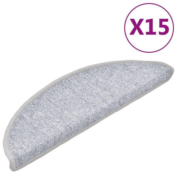 VidaXL 15x Tapis d'Escalier Tapis de Marche d'Escalier Protection d'Escalier Surface Antidérapante Intérieur Maison Gris 133879