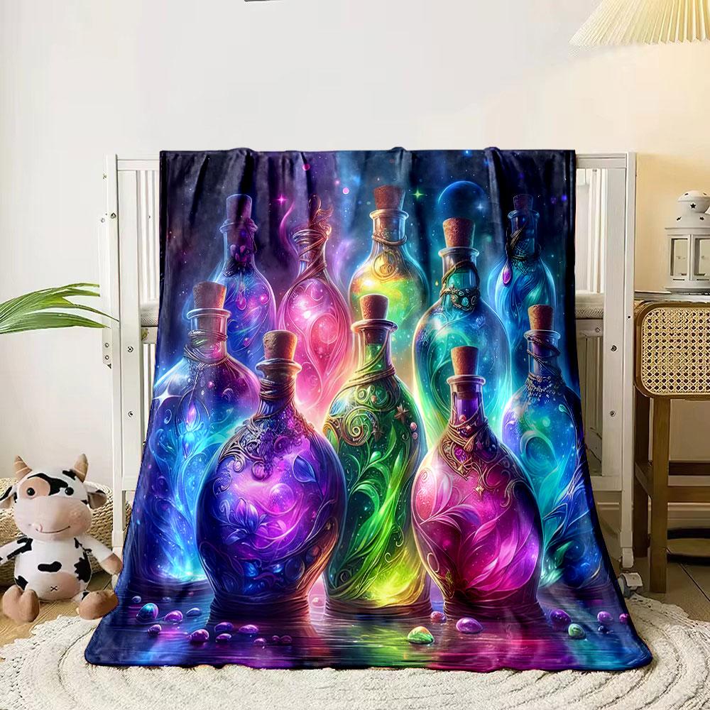 Enchanting Colorful Potion Bottles Art print blanket soft and cozy perfect for the living room bed sofa or a nap,gift