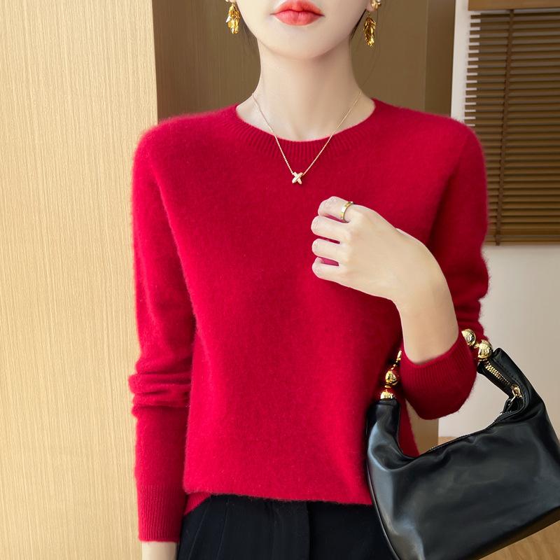 Dames Trui met Ronde Hals Wol Dames Herfst en Winter Kasjmier Pullover Zachte en Warme Top