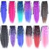 Ponytail Long Kinky Curly Hair Ribbon Ponytail Extension Rainbow Colorful Ombre Color Ponytails