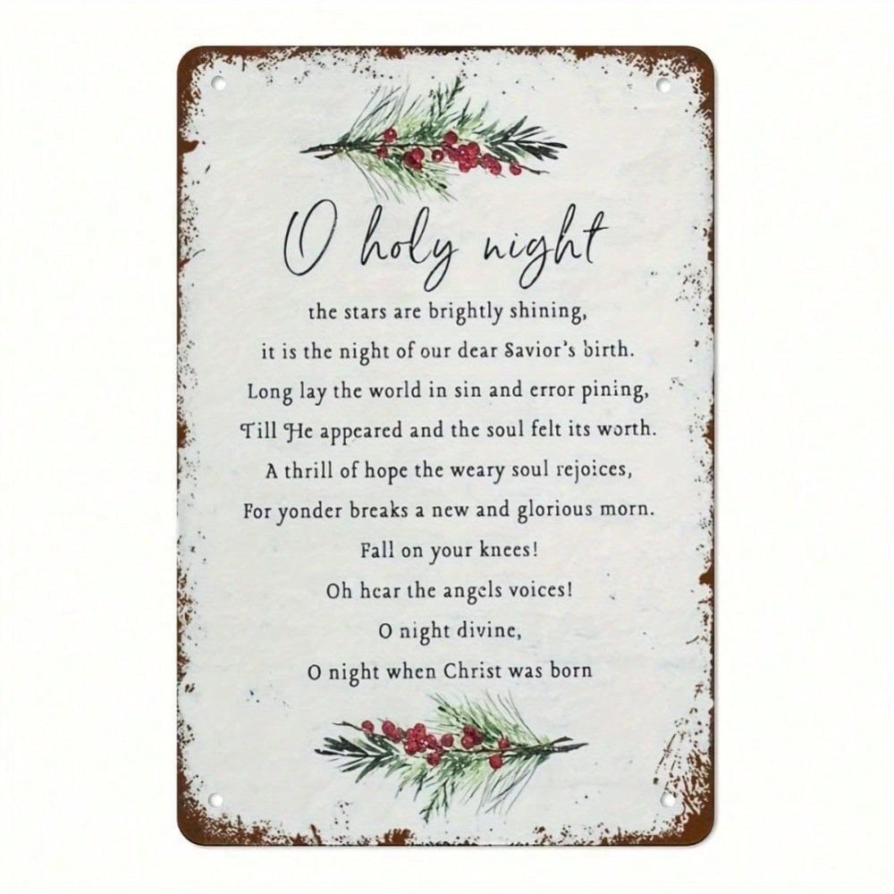 

Vintage O Holy Night Christmas Metal Tin Sign 12x8 Inch Rustic Iron Plaque Wall Hanging Home Farm Store Pub Decor 20x30 разноцветный