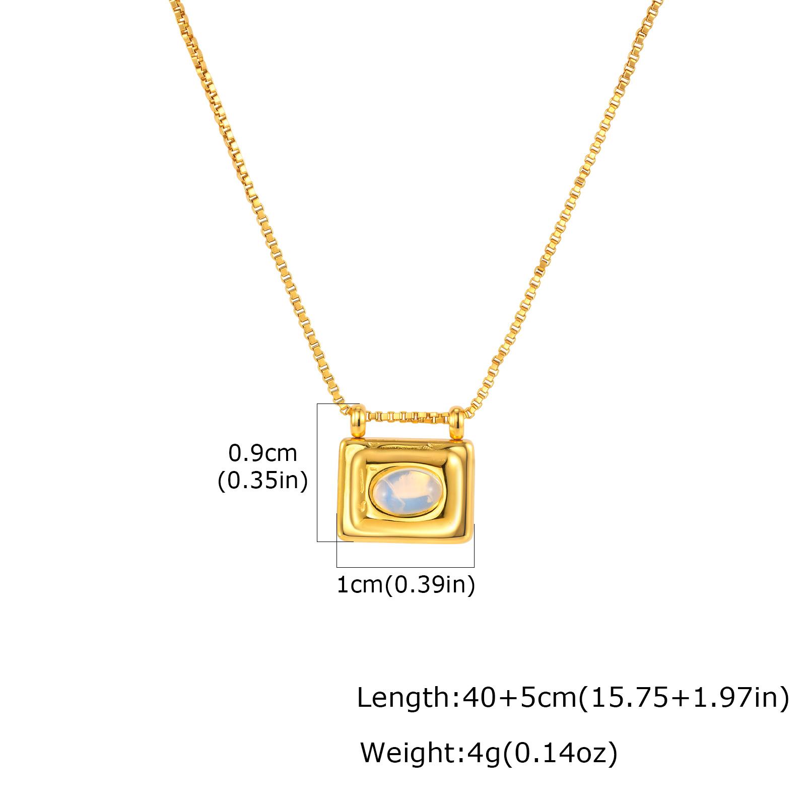 

Vnox Trendy Natural Peacock Stone Pendant Necklaces for Women Gold Plated Rectangular Opal Tiger s Eye Stones Necklace Jewelry