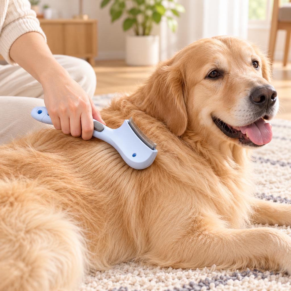 Pet Undercoat Rake with One-Click Cleaning